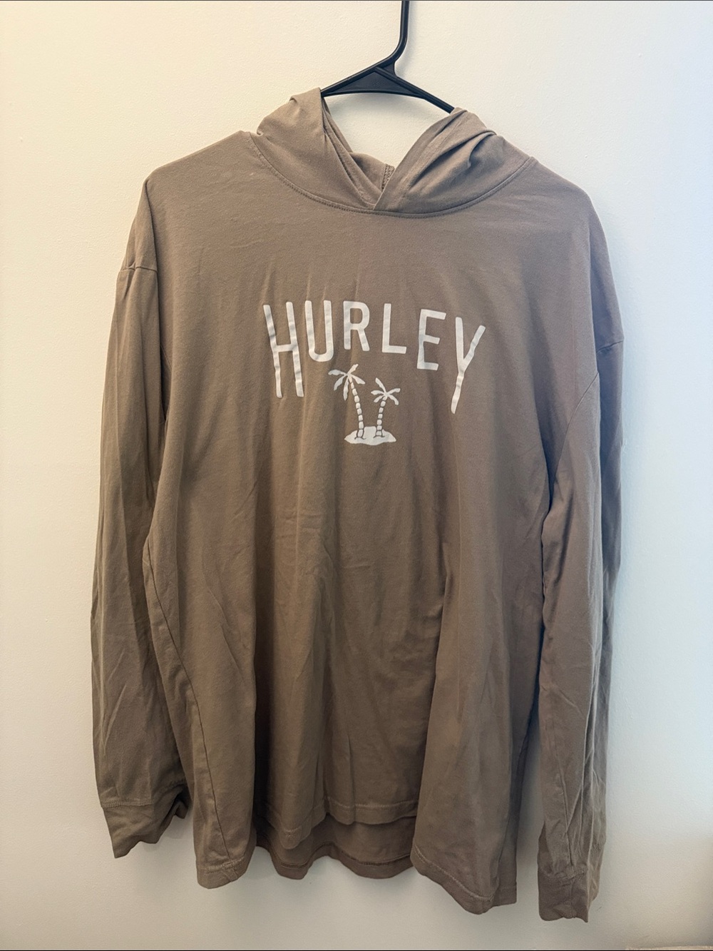 Hurley Men’s Brown Lightweight Hoodie with White Palm Logo